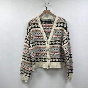 American Eagle Fair Isle Argyle Button Down Cardigan Knit Sweater